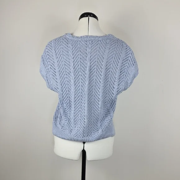 Garcia Knit Button Front Vest – Light Blue Pointelle – Size L - Picture 7 of 8
